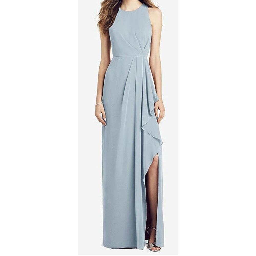NWT‎ After Six SLEEVELESS CHIFFON DRESS WITH DRAPED FRONT SLIT Size 4 Regular